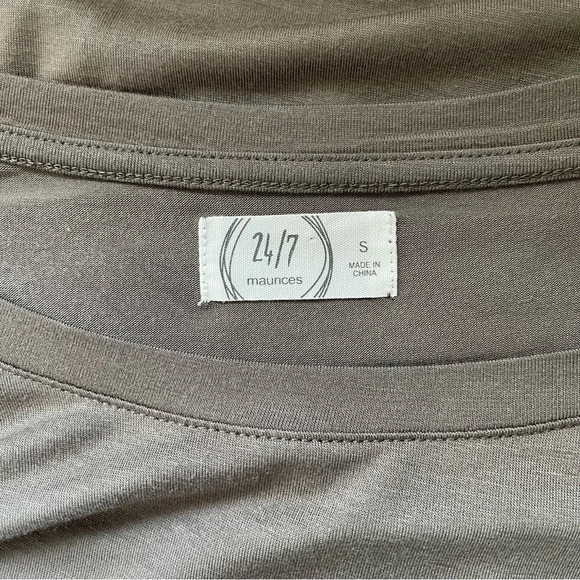 Maurices 24/7 Olive Green 3/4 Sleeve Crew Neck Casual Tee Small Women’s - Picture 8 of 10